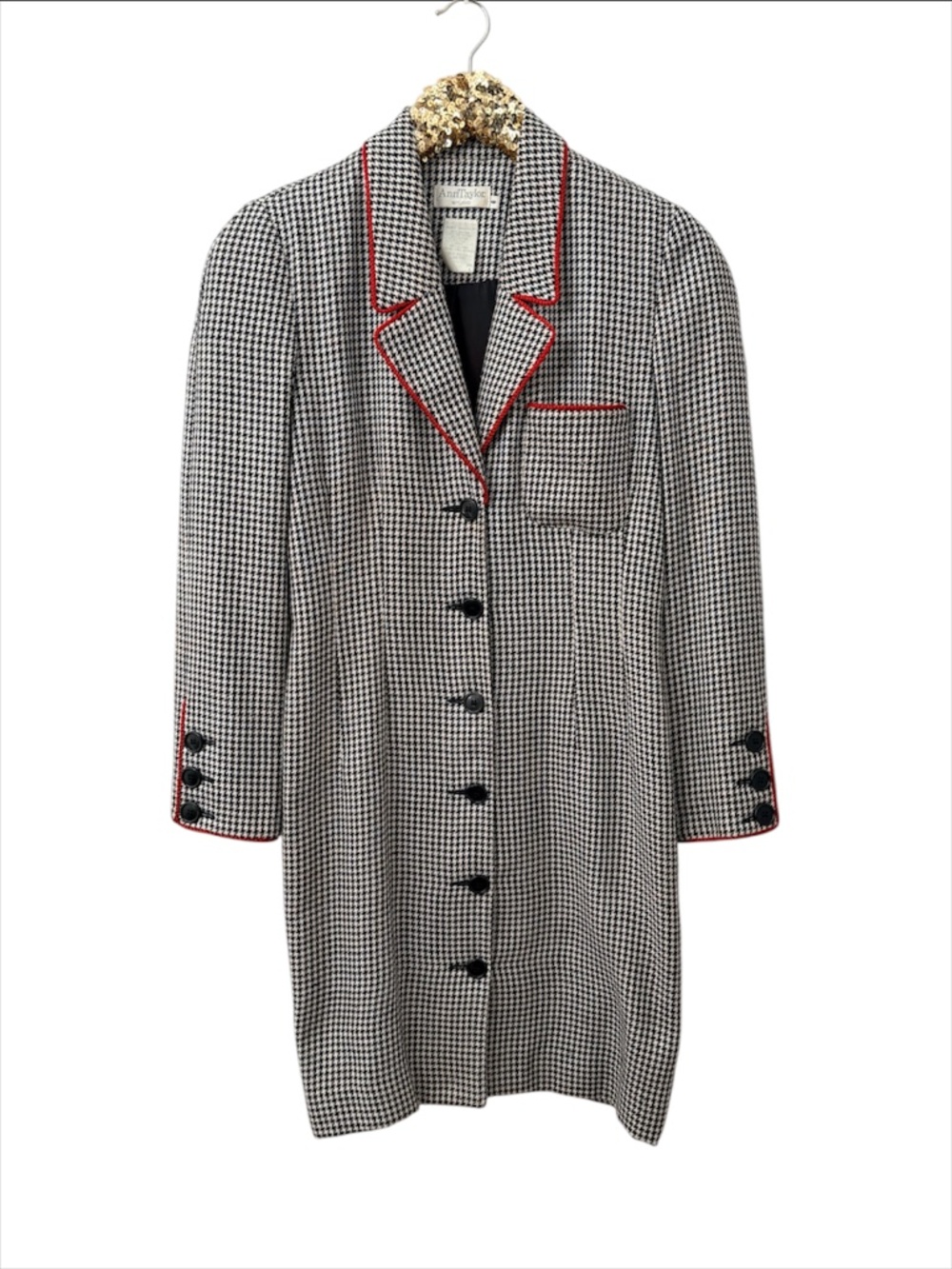 Vintage Ann Taylor Black & White Houndstooth Jacket Dress
